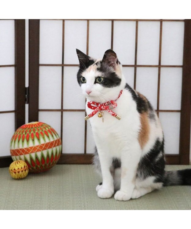 PET PARADISE ペットパラダイス 和むすび 猫首輪  《赤》 小 / 中 赤