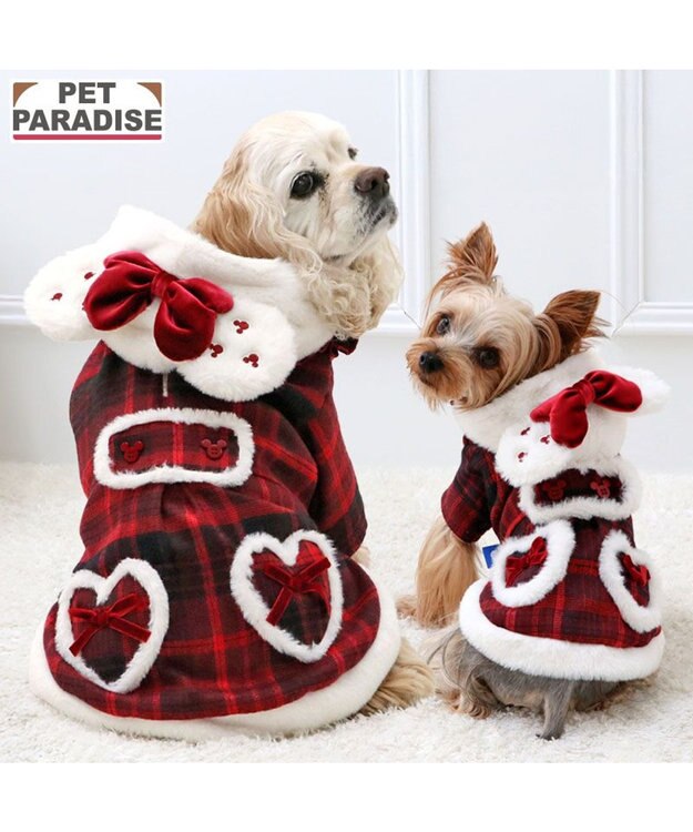 PET PARADISE ディズニー ミニーマウス チェックコート 中型犬 レッド×ホワイト