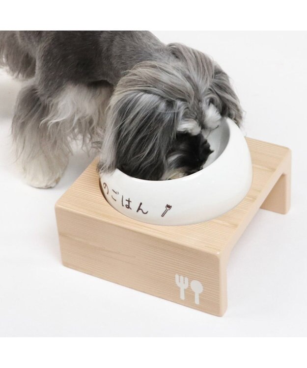 PET PARADISE 木製フードテーブル【大】（フードボウル別売り）M 茶系