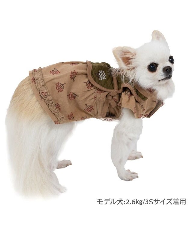 PET PARADISE ペットパラダイス キルトベスト付きワンピース 《ブラウン》 超小型犬 小型犬 ブラウン