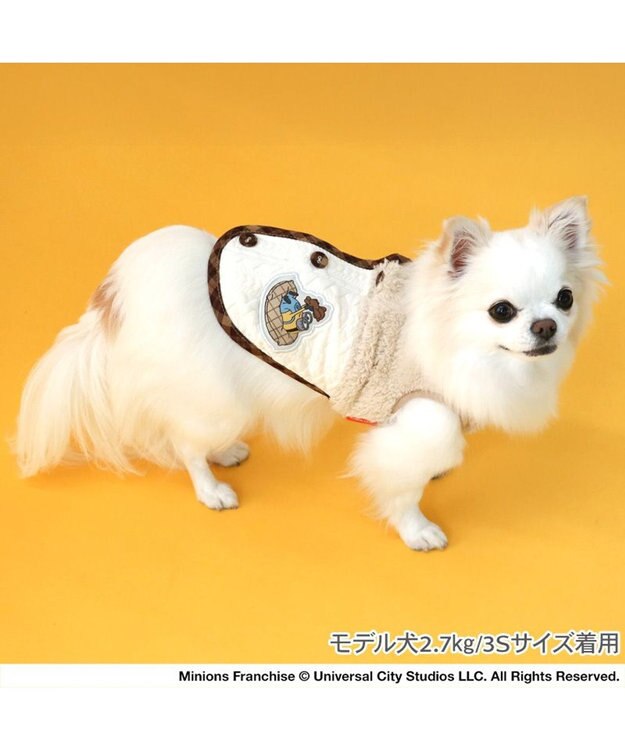 PET PARADISE ミニオン 背中開き ボアベスト 《編み柄》 小型犬 ベージュ