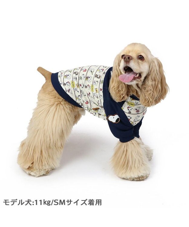 PET PARADISE スヌーピー パッチ付き 長袖 Tシャツ 《 ネイビー》【中型犬】 ネイビー