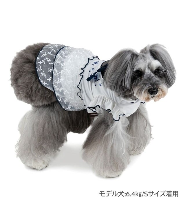 PET PARADISE ペットパラダイス 接触冷感 刺繍ワンピース 小型犬 ホワイト×ブラック