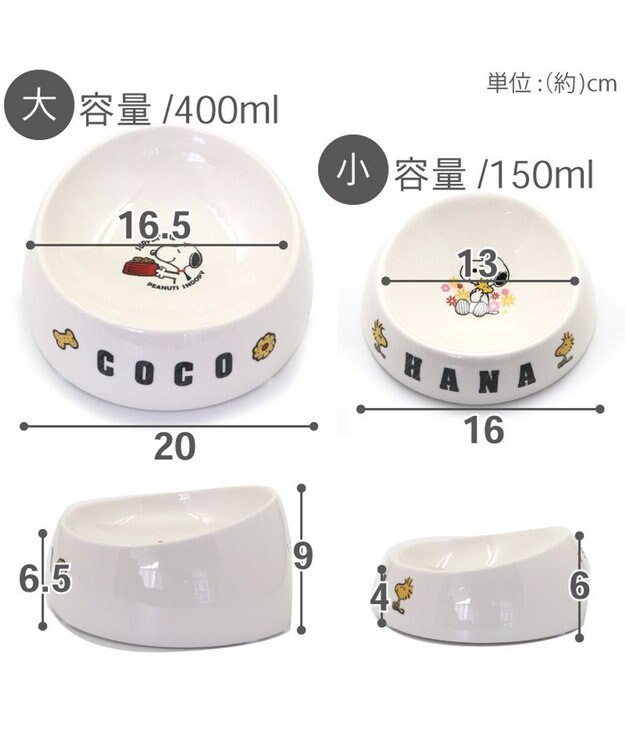 PET PARADISE 【受注生産】スヌーピー えさ皿 食器  名前と誕生日が入ります！  オーダーメイドフードボウル【小】 0