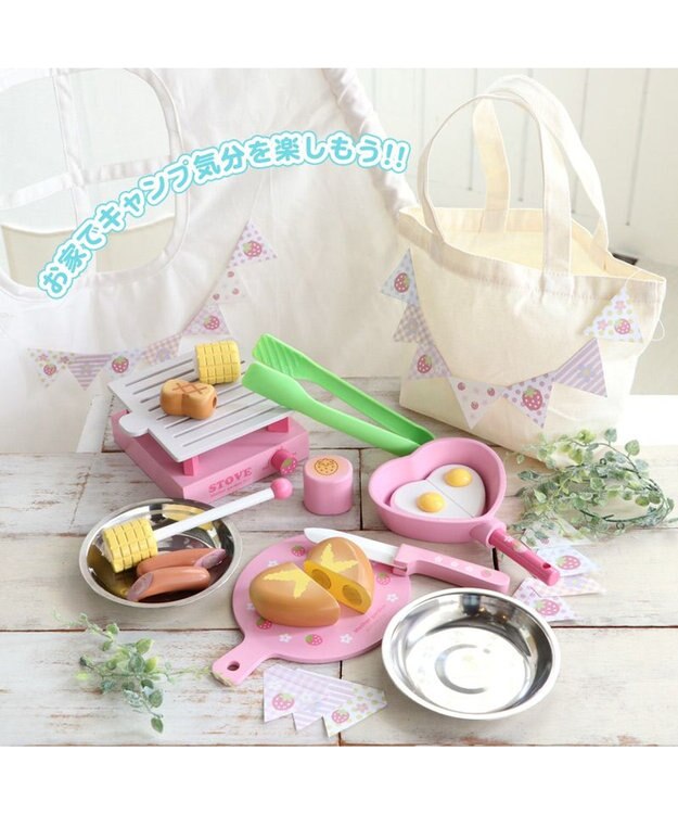 Mother garden マザーガーデン 木のおままごと 野いちご プレミアムＢＯＸ 《アウトドアセット》 ピンク（淡）