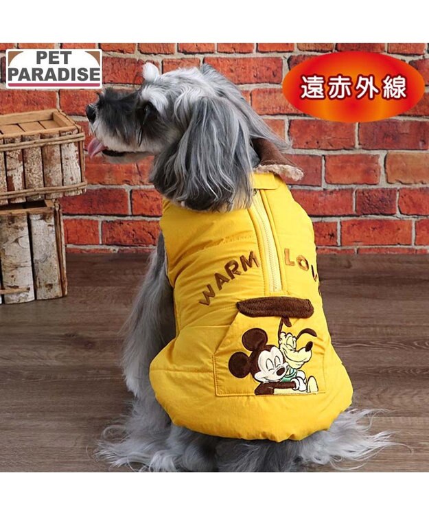 PET PARADISE ディズニー ミッキーマウス 襟付き 綿入れ ベスト 小型犬 イエロー