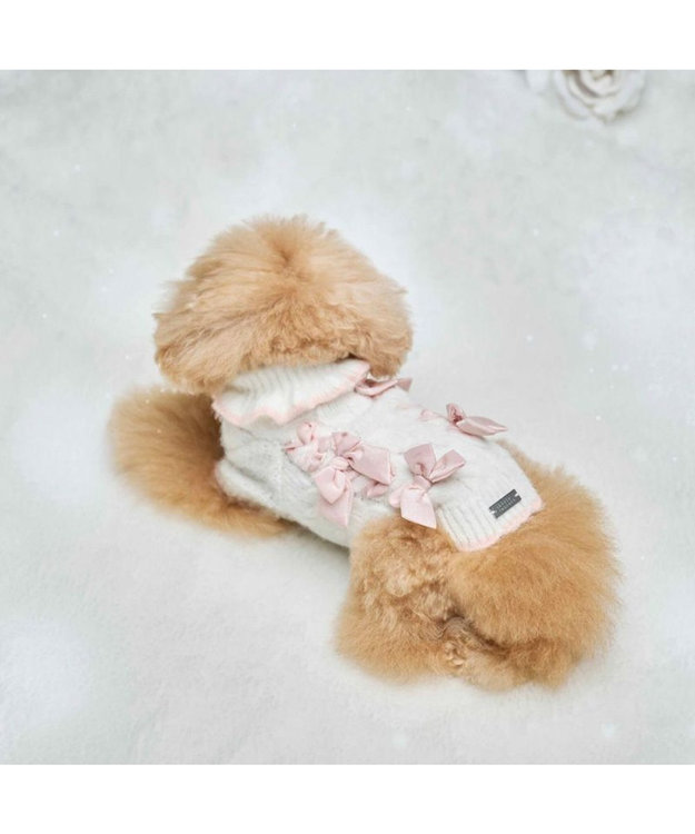 PET PARADISE cherircouture リボン編込ニット 小型犬 ピンク