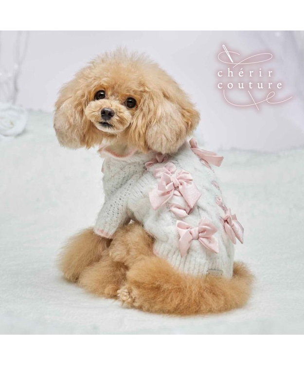 PET PARADISE cherircouture リボン編込ニット 小型犬 ピンク