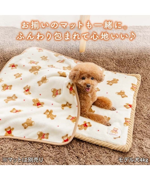 PET PARADISE ペットパラダイス くまちゃん ボア ブランケット 《ほっこりくま柄》 ホワイト