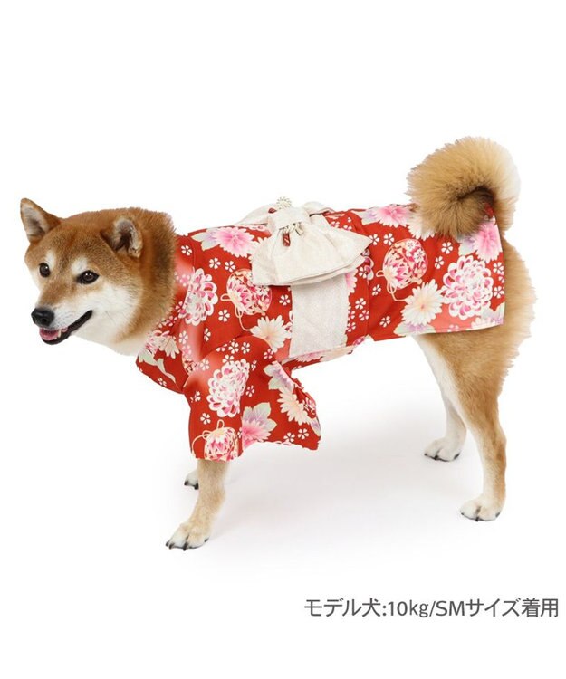 PET PARADISE ペットパラダイス 手毬菊 着物 中型犬 レッド