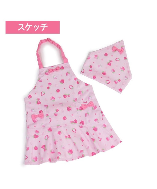 Mother garden マザーガーデン 野いちご キッズエプロン & 三角巾 セット 100cm スケッチ柄