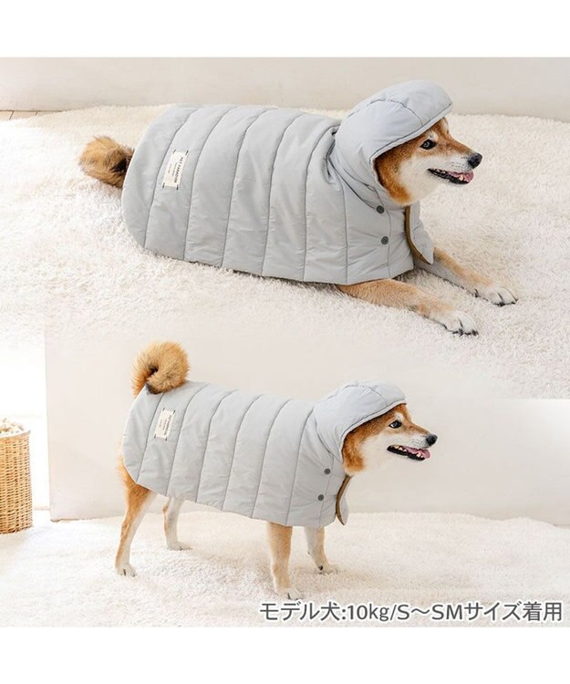 PET PARADISE ペットパラダイス フード付 防寒 ブランケット 大 グレー