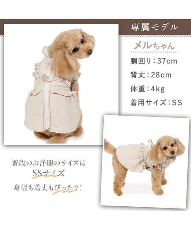PET PARADISE ペットパラダイス アウターハーネス フリル 小型犬 ベージュ