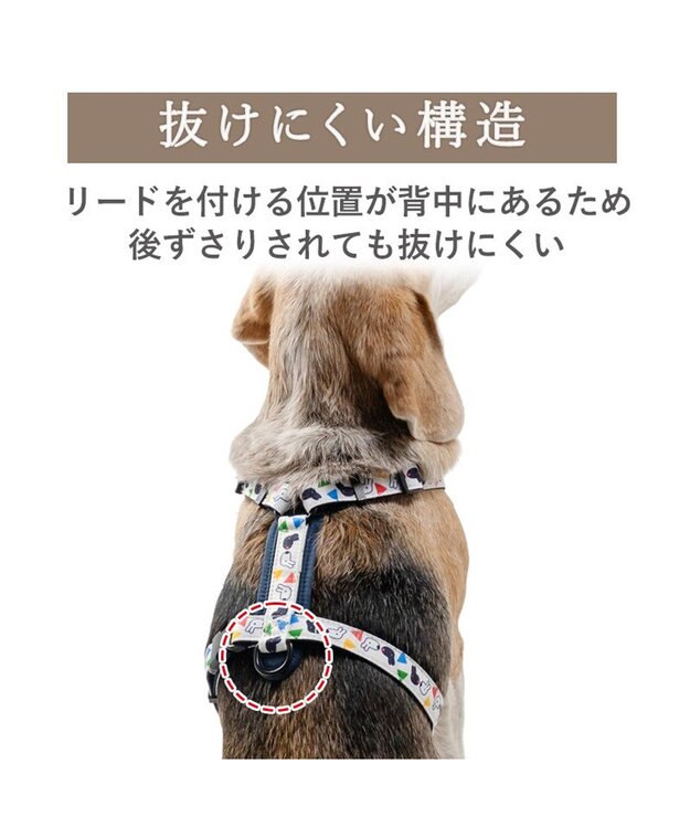 PET PARADISE リサとガスパール アクティブハーネス 《三角柄》 ＳＭ 中型犬 ホワイト×ネイビー