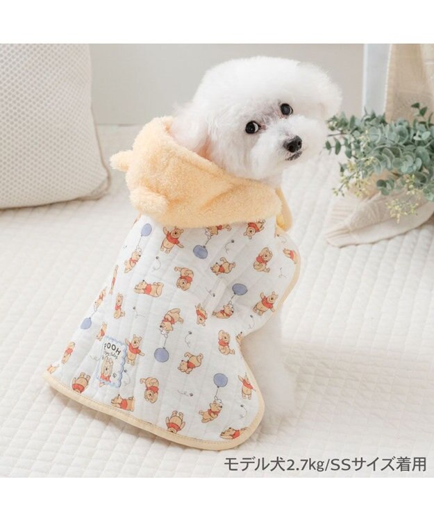 PET PARADISE ディズニー くまのプーさん ふわりとキルト ポンチョ 小型犬 ホワイト×イエロー