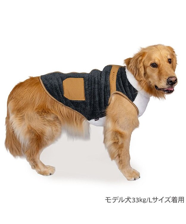 PET PARADISE ペットパラダイス 切替え 背開き ジップアップ ベスト 《ブラック》 中型犬 大型犬 ブラック×ホワイト