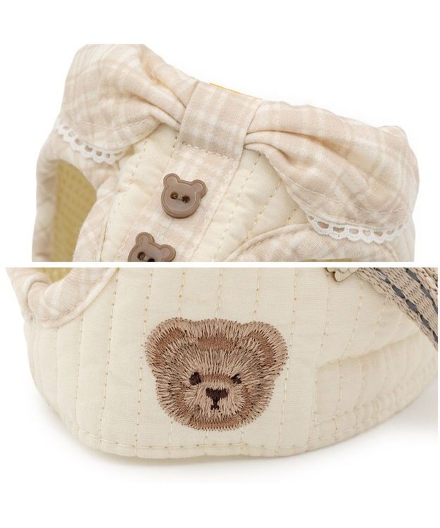 PET PARADISE ペットパラダイス くまちゃん グレンチェック ベストハーネス  小型犬 ＳＳ ベージュ