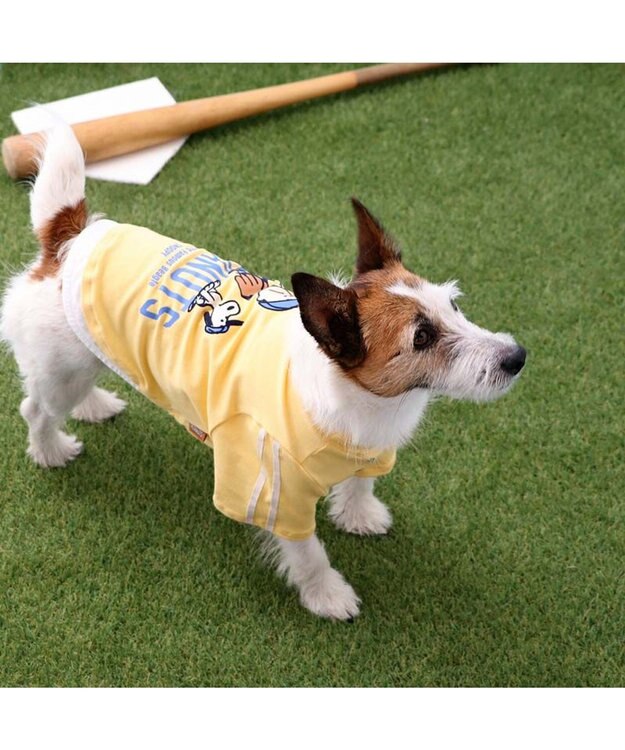 PET PARADISE スヌーピー Tシャツ 《ファインプレー柄》 黄色 小型犬 ファインプレー柄