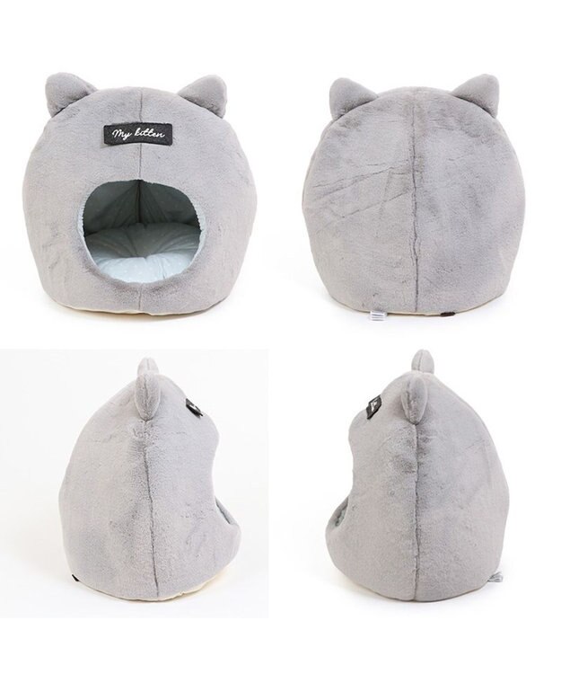 PET PARADISE 【注文商品】愛猫のお名前刺繍入り 猫 ベッド ねこハウス (38×40cm) 白~オフホワイト