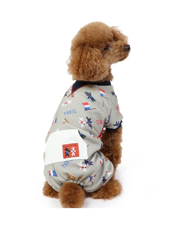 PET PARADISE リサとガスパール ロンパース 《パリ柄》 小型犬 グレー
