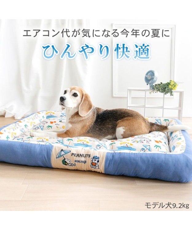PET PARADISE スヌーピー クール 四角カドラー 《サマーバケーション柄》 ＬＬ ホワイト×ブルー