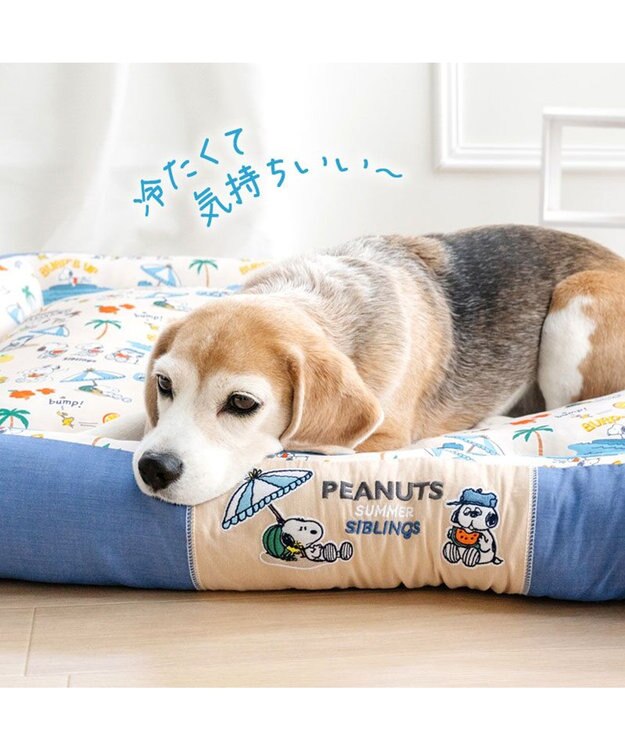 PET PARADISE スヌーピー クール 四角カドラー 《サマーバケーション柄》 ＬＬ ホワイト×ブルー