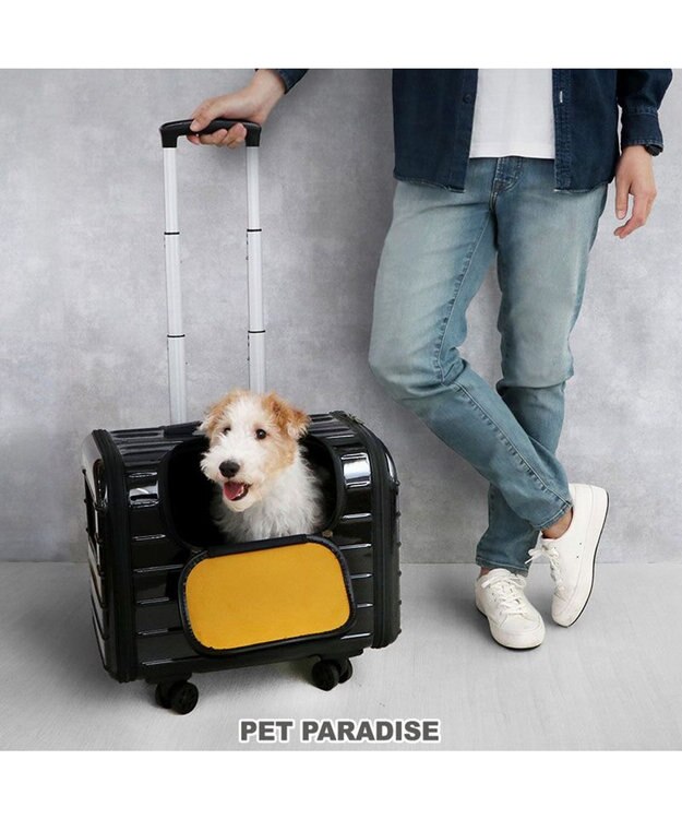 PET PARADISE キャリーバッグ キャスター付き 4輪 カート【小型犬】 ハード ブラック 黒