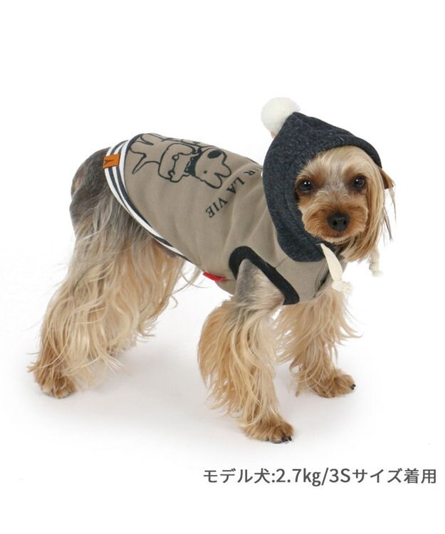 PET PARADISE リサとガスパール モノクロ パーカー 【小型犬】 茶系