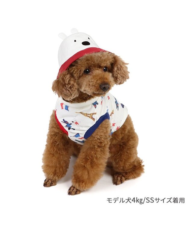 PET PARADISE リサとガスパール バケットハット付き Tシャツ 《パリ柄》 小型犬 ホワイト