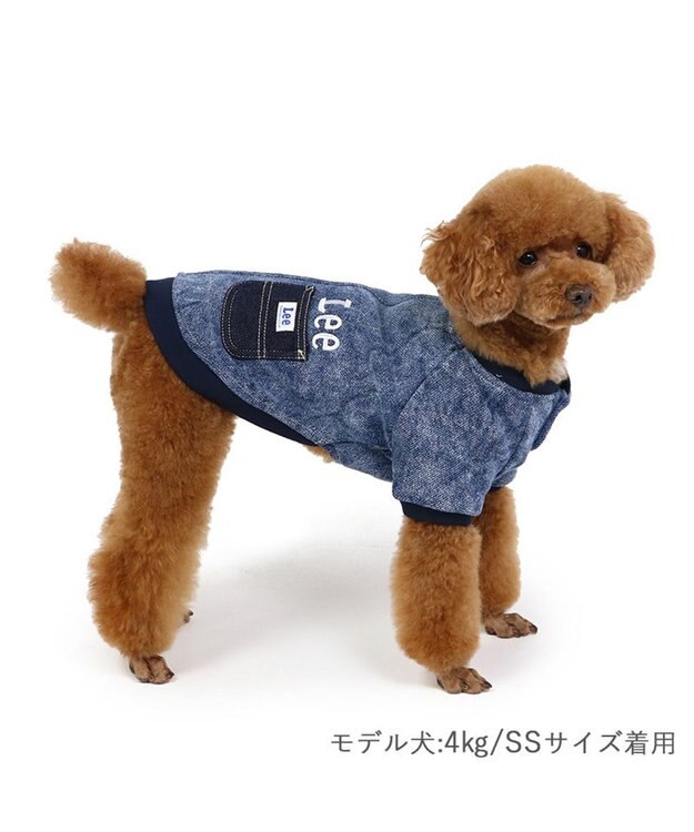 PET PARADISE Lee ウォッシュ加工 トレーナー 小型犬 紺（ネイビー・インディゴ）
