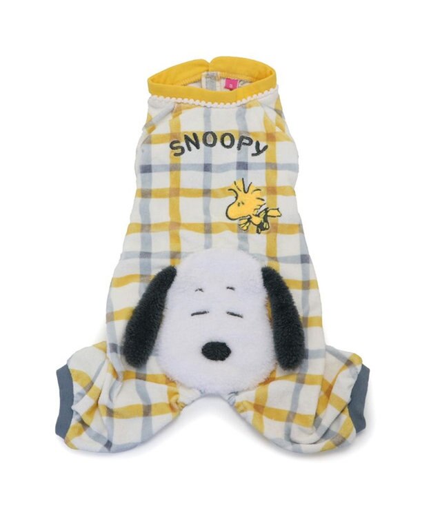 PET PARADISE スヌーピー サーモキープ ロンパース 《ひょこっと柄》 小型犬 ホワイト×イエロー