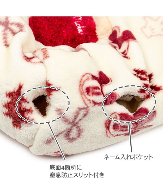 PET PARADISE ディズニー ミッキーマウス 筒型 寝袋 《ニット柄》Ｍ ホワイト×レッド