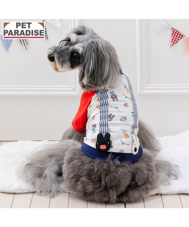 PET PARADISE リサとガスパール Ｔシャツ 《二人飛び柄》 小型犬 ホワイト×ネイビー