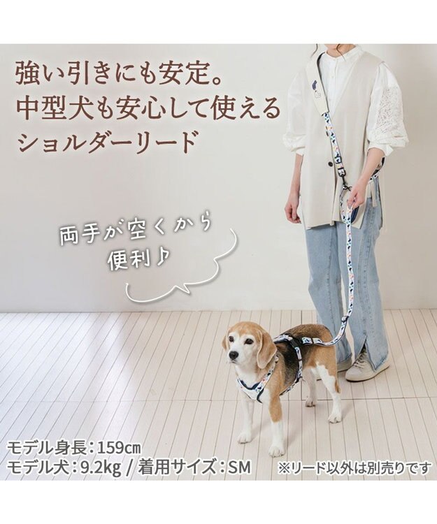 PET PARADISE リサとガスパール ショルダー リード 《三角柄》 ＳＭ 中型犬 ホワイト×ネイビー