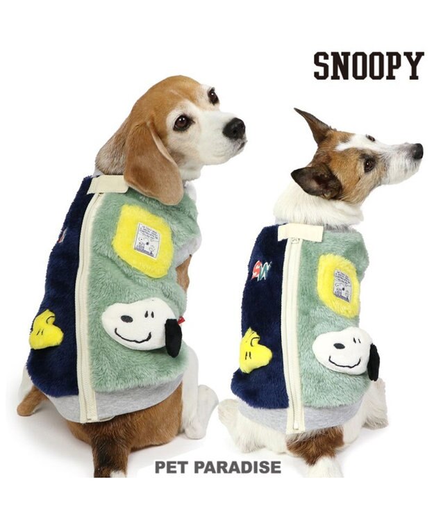 PET PARADISE スヌーピー 背中開きジップ ベスト 《マスコット》 小型犬 ブルー