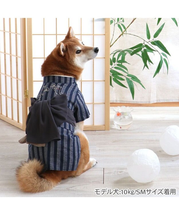 PET PARADISE ペットパラダイス  浴衣 《日本画風 犬刺繍》 中型犬 大型犬 ブラック
