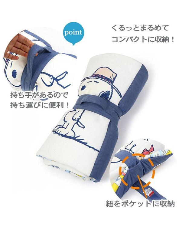 PET PARADISE スヌーピー 夏休み柄 クール ロールマット (90×45cm) 紺（ネイビー・インディゴ）