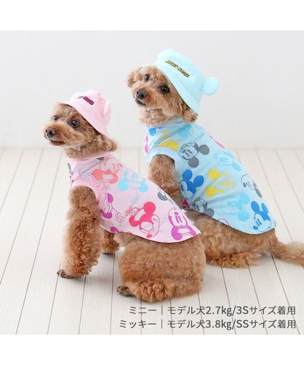 PET PARADISE ディズニー ミッキーマウス バケットハット付き Tシャツ 小型犬 ブルー