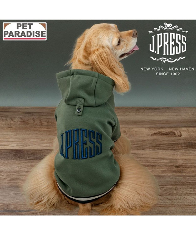 PET PARADISE J.PRESS 立体刺繍パーカー  中型犬 グリーン