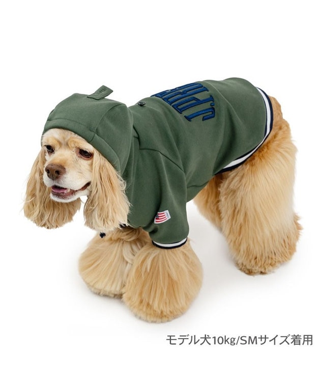 PET PARADISE J.PRESS 立体刺繍パーカー  中型犬 グリーン