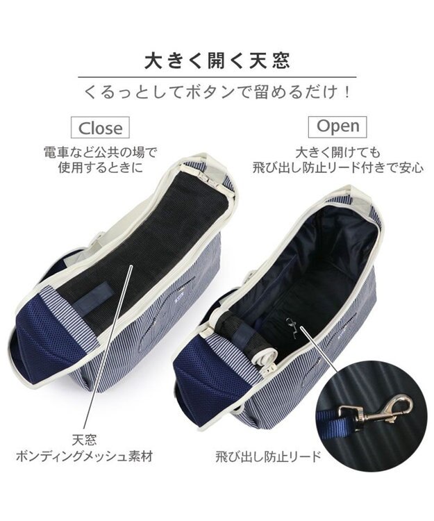PET PARADISE Lee ヒッコリー スリング ホワイト S 超小型犬 約1.5～4kg ホワイト×ネイビー