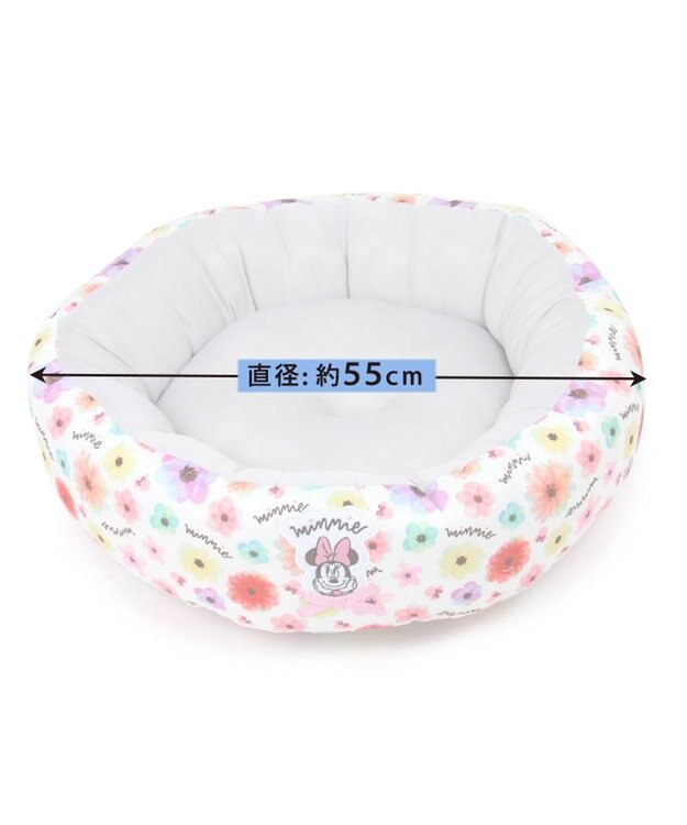PET PARADISE ディズニー ミニーマウス 花柄 丸型  クール カドラーベッド（55cm） マルチカラー