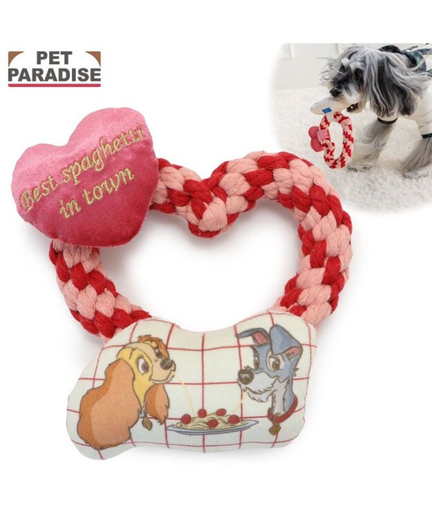 PET PARADISE ディズニー わんわん物語 ハート編み ロープトイ レッド