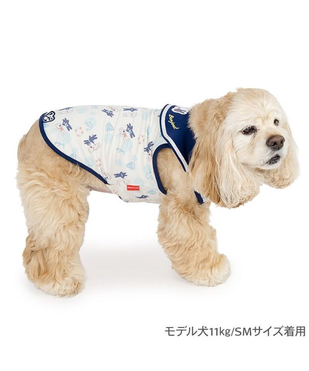 PET PARADISE リサとガスパール 接触冷感 タンクトップ 《マリン柄》 中型犬 大型犬 ホワイト×ネイビー