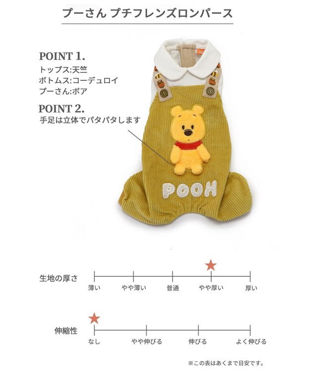 PET PARADISE ディズニー くまのプーさん フレンズ柄 ロンパース【小型犬】 黄