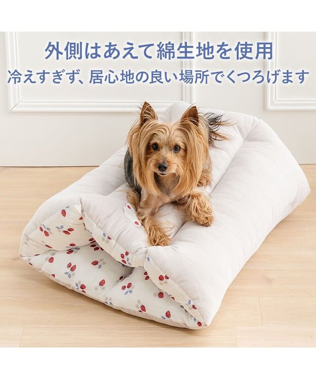 PET PARADISE ペットパラダイス クール トンネルカドラー 《苺花柄》 ホワイト×レッド