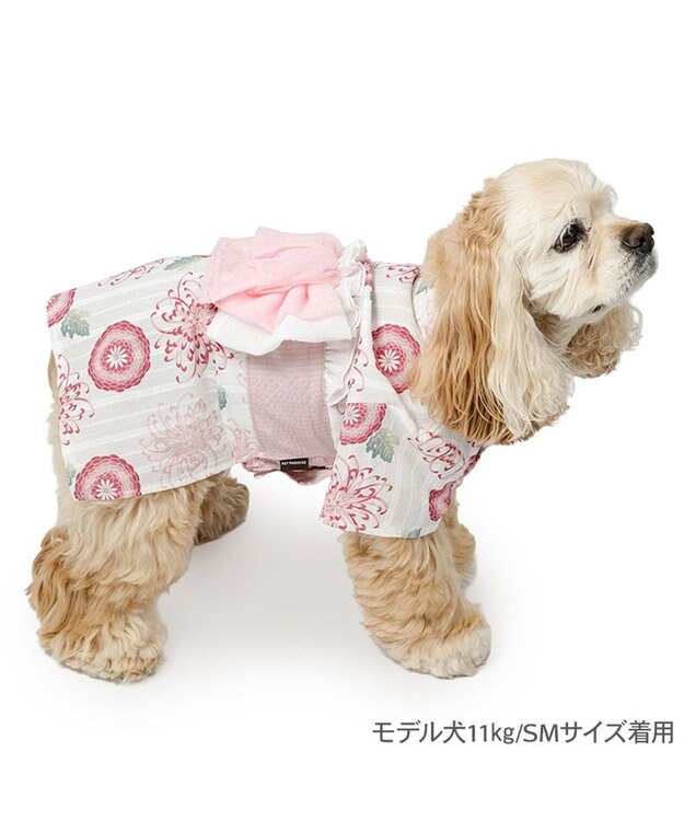 PET PARADISE ペットパラダイス 菊柄 浴衣 桃  中型犬 大型犬 ホワイト×ピンク