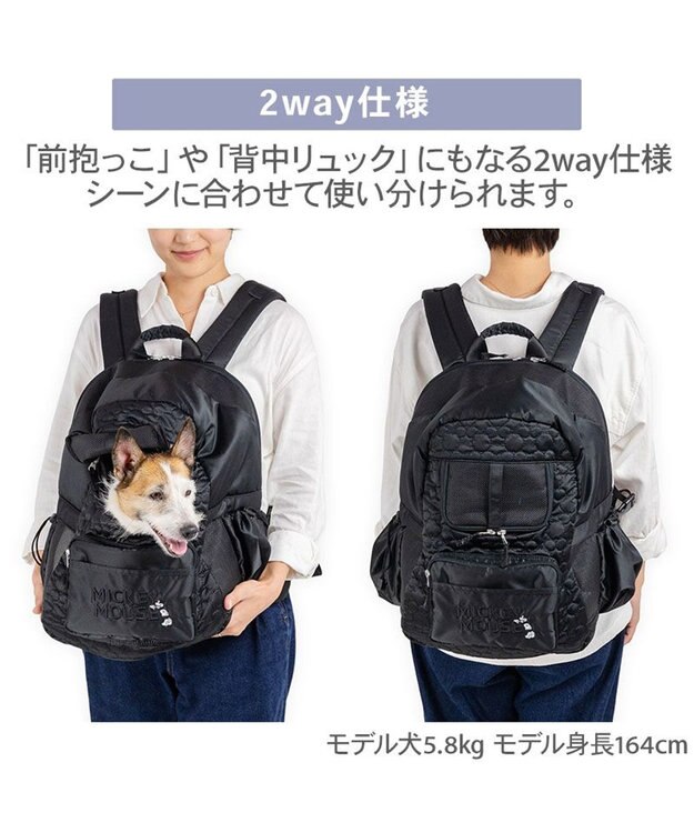 PET PARADISE ディズニー ミッキーマウス 白黒 リュック ブラック
