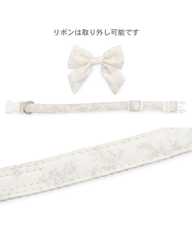 PET PARADISE ペットパラダイス 花柄りぼん 首輪 ＳＭ 中型犬 オフホワイト
