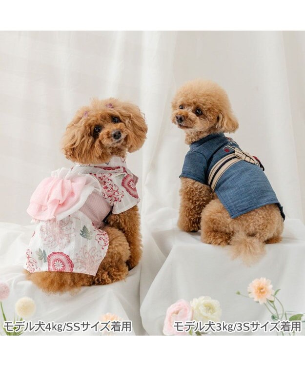 PET PARADISE ペットパラダイス 菊柄 浴衣 桃 小型犬 ホワイト×ピンク